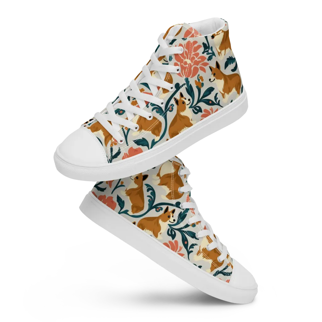 Garden Companions on Women's High Top Canvas Shoes — Front