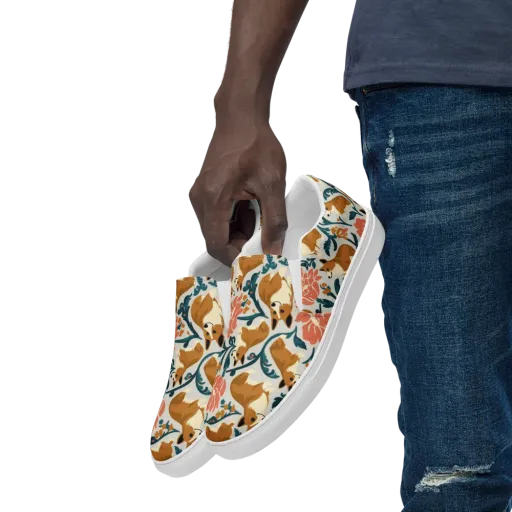 Garden Companions on a Men's Slip-On Canvas Shoes