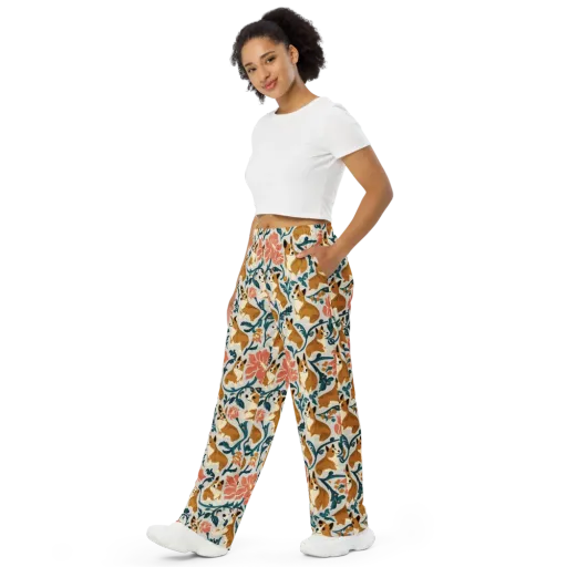 Garden Companions on a Wide-Leg Pants