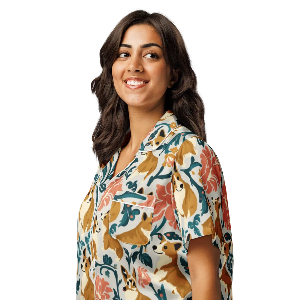 Garden Companions on Women's Short Sleeve Pajama Top — Left Front