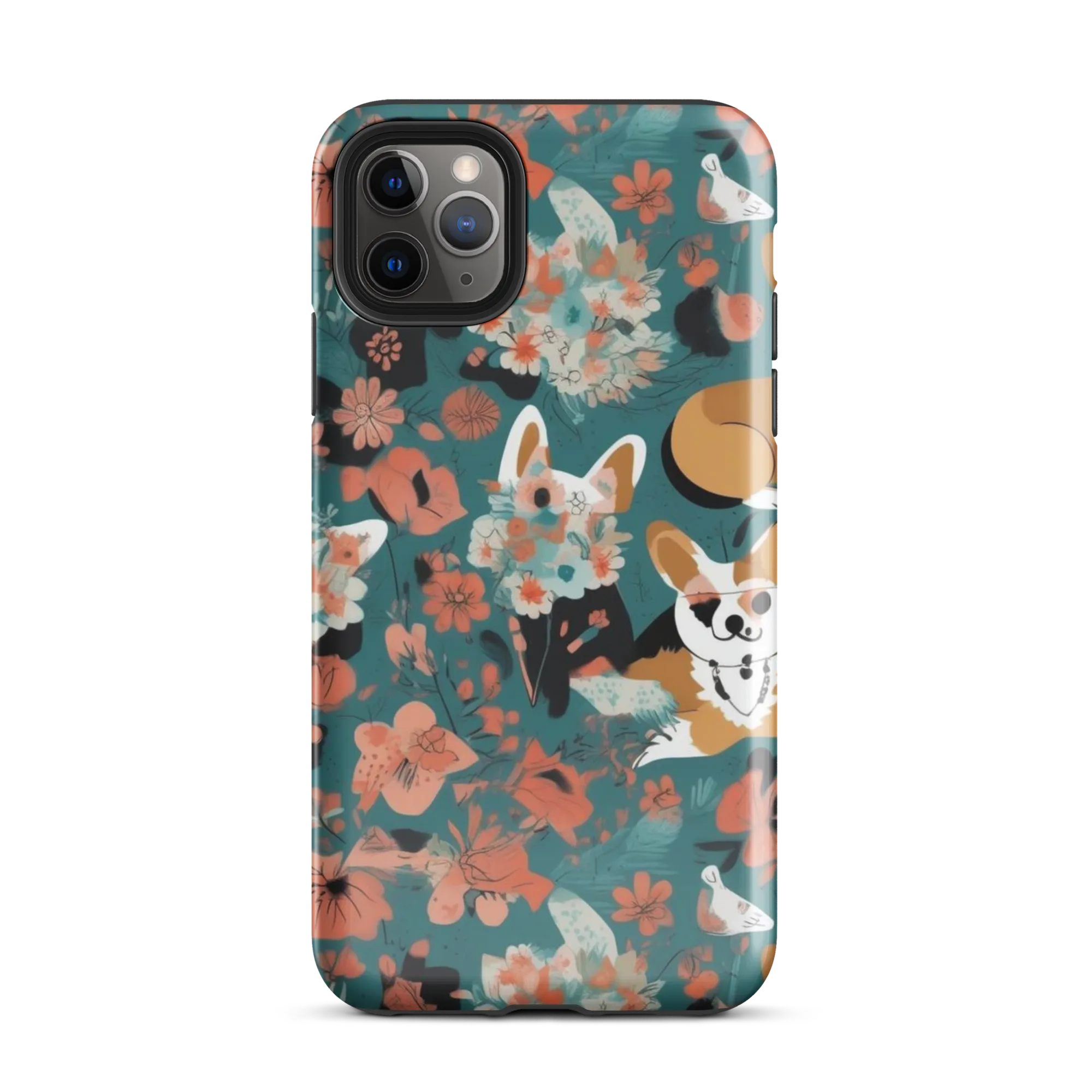 Floral Corgi Club on Tough Case for iPhone® — Front