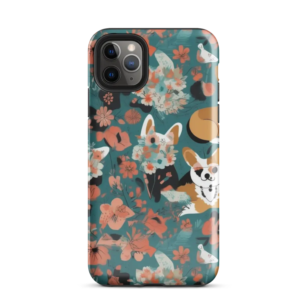 Floral Corgi Club on Tough Case for iPhone® — Front