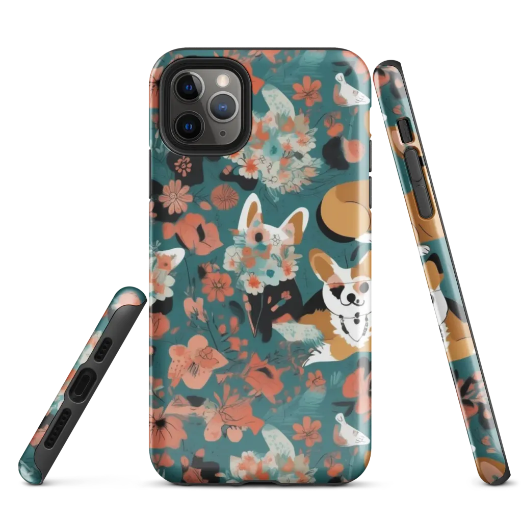 Floral Corgi Club on Tough Case for iPhone® — Front