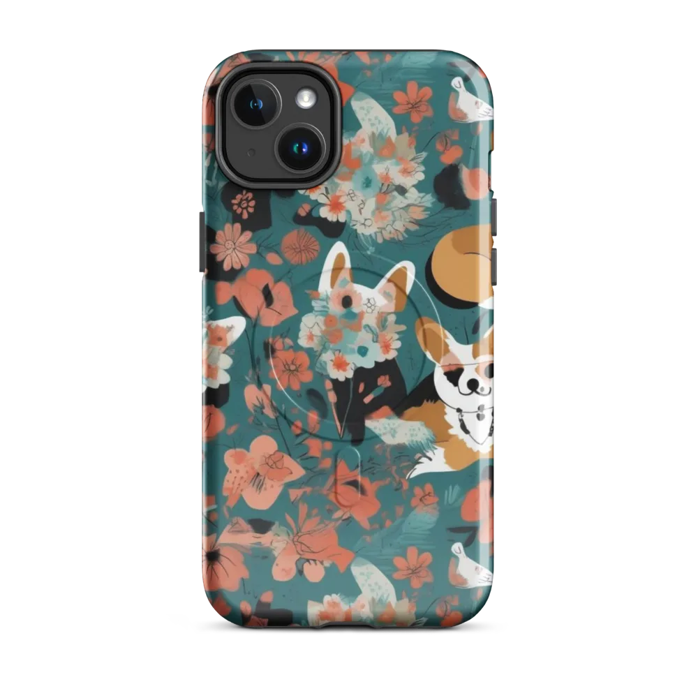 Floral Corgi Club on MagSafe Tough Case for iPhone® — Front