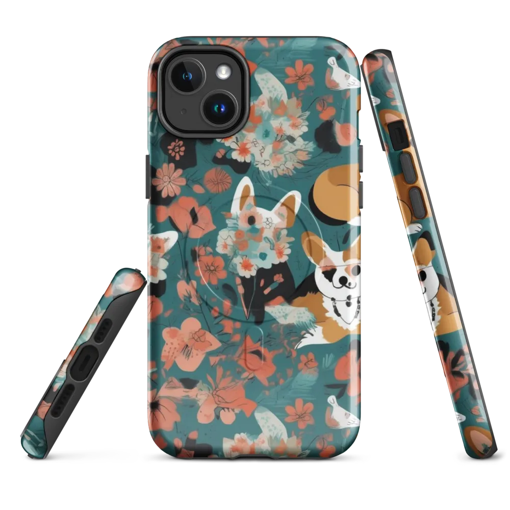 Floral Corgi Club on MagSafe Tough Case for iPhone® — Front