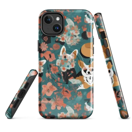 Floral Corgi Club on a MagSafe Tough Case for iPhone®