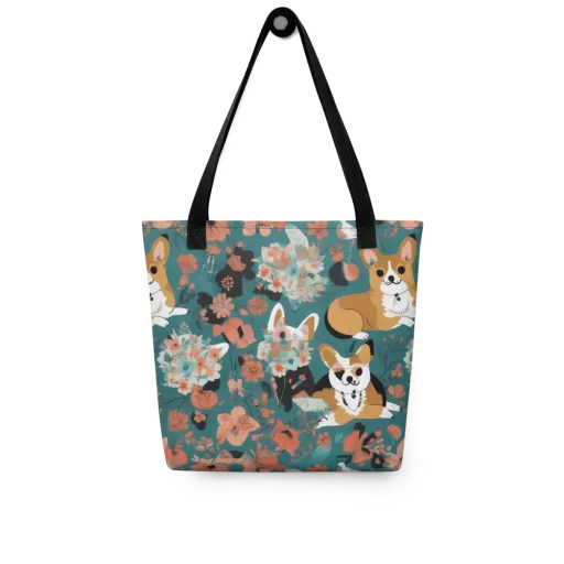 Floral Corgi Club on a Tote Bag