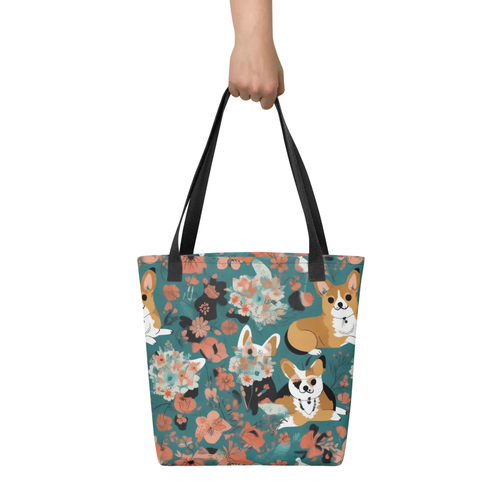 Floral Corgi Club on Tote Bag — Front