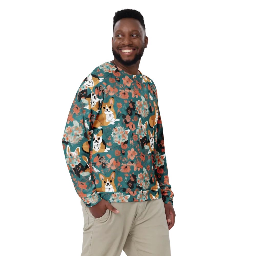 Floral Corgi Club on Sweatshirt — Front