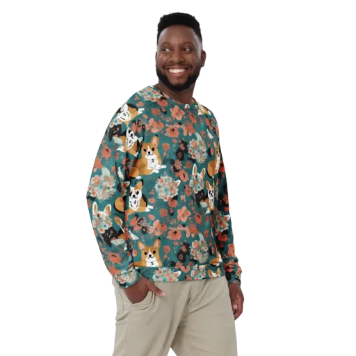Floral Corgi Club on a Sweatshirt