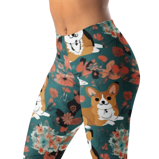 Floral Corgi Club on a Leggings