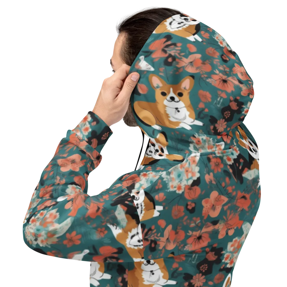 Floral Corgi Club on Hoodie — Back