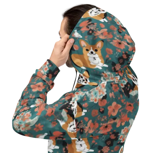 Floral Corgi Club on a Hoodie
