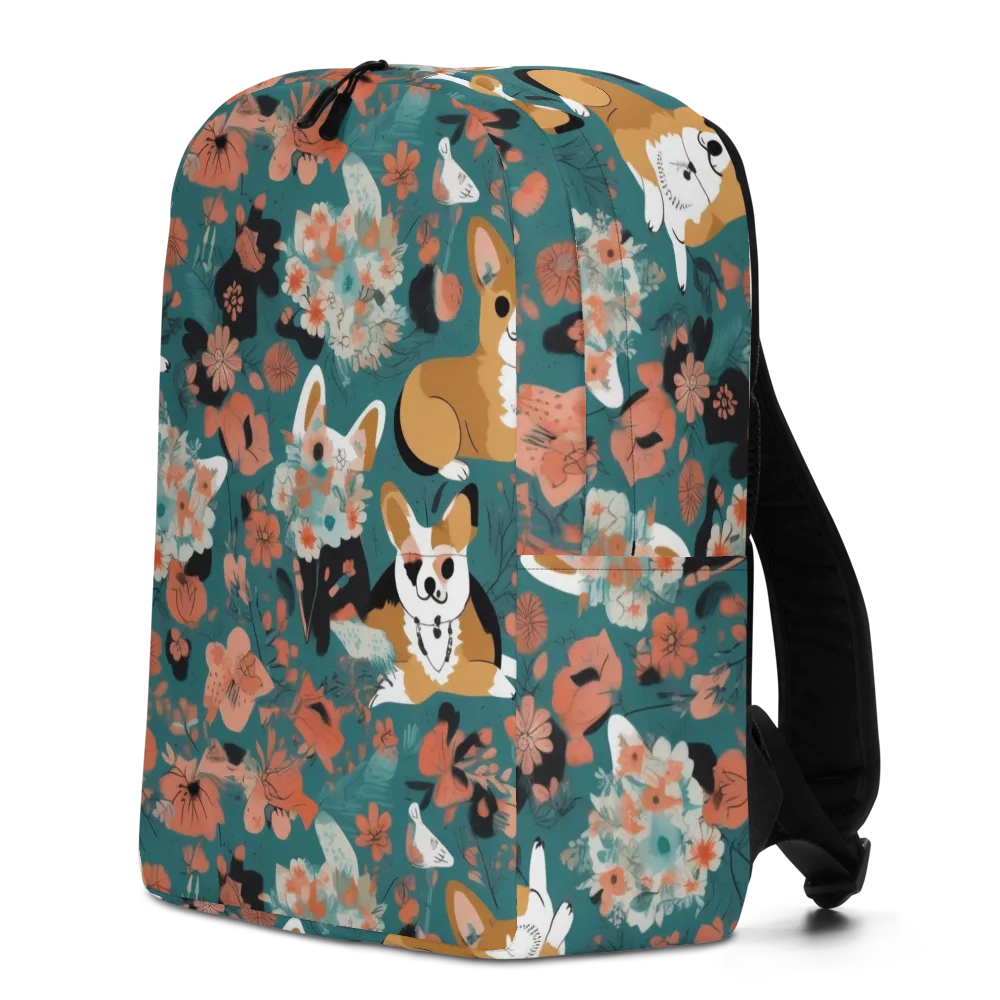 Floral Corgi Club on Minimalist Backpack — Left