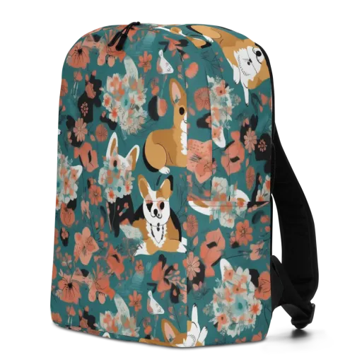 Floral Corgi Club on a Minimalist Backpack