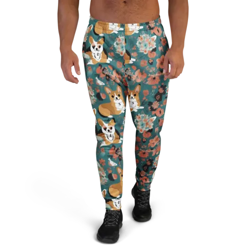 Floral Corgi Club on a Men's Joggers