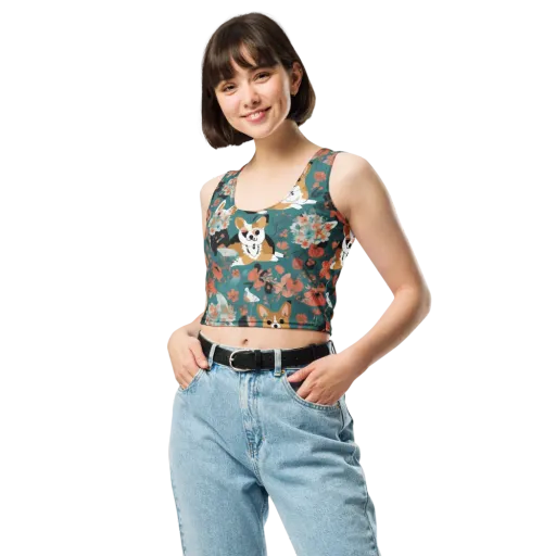 Floral Corgi Club on a Crop Top
