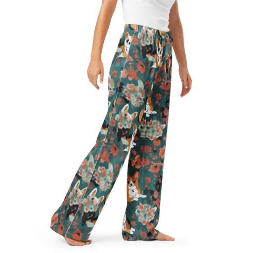 Floral Corgi Club on a Women's Pajama Pants