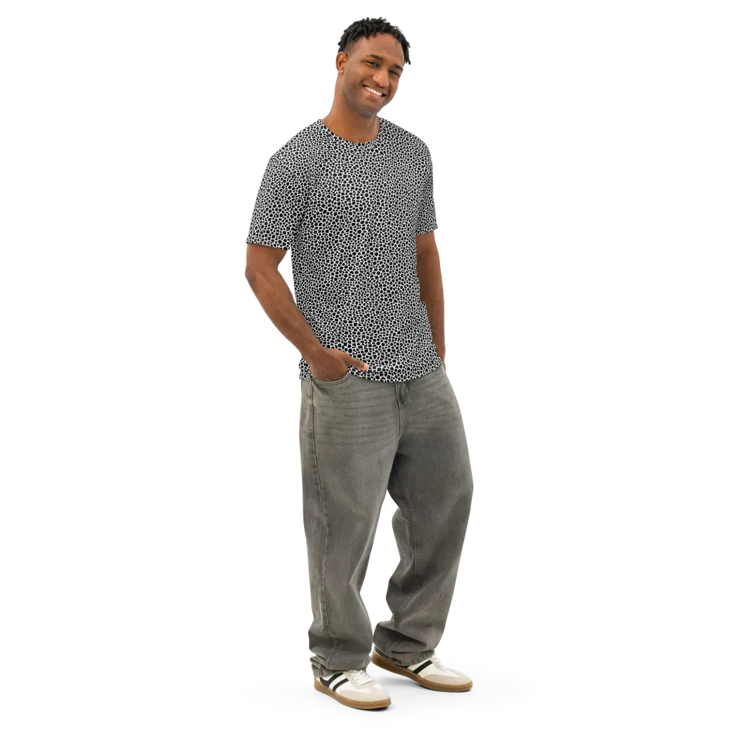 Obsidian Cellular on Men's Cotton Crew Neck T-Shirt — Right Front