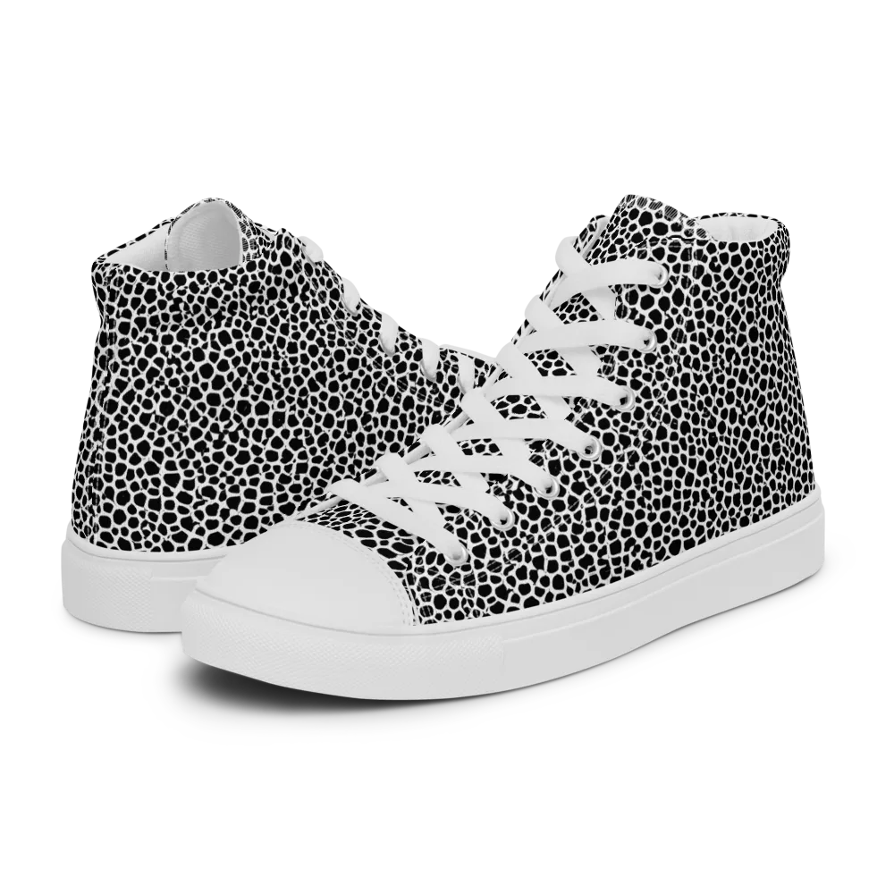 Obsidian Cellular on Men's High Top Canvas Shoes — Left