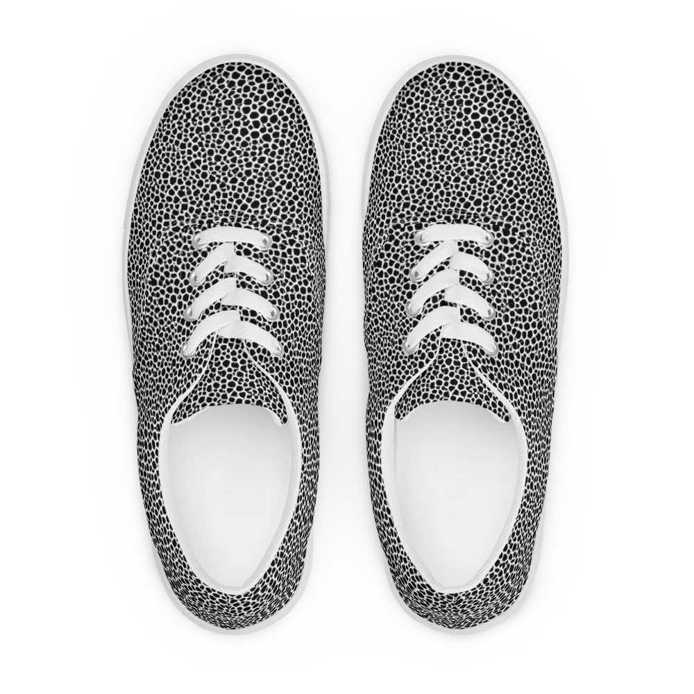 Obsidian Cellular on Men's Lace-Up Canvas Shoes — Front