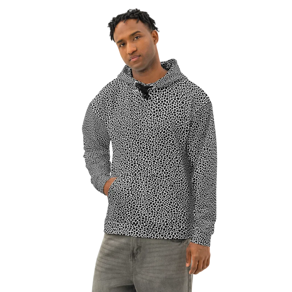Obsidian Cellular on Cotton Hoodie — Left Front