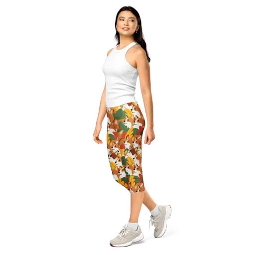 Autumn Corgi Chorus on a Capri Leggings