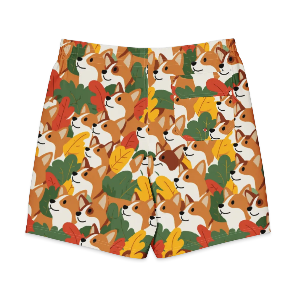 Autumn Corgi Chorus on Men's Board Shorts — Back