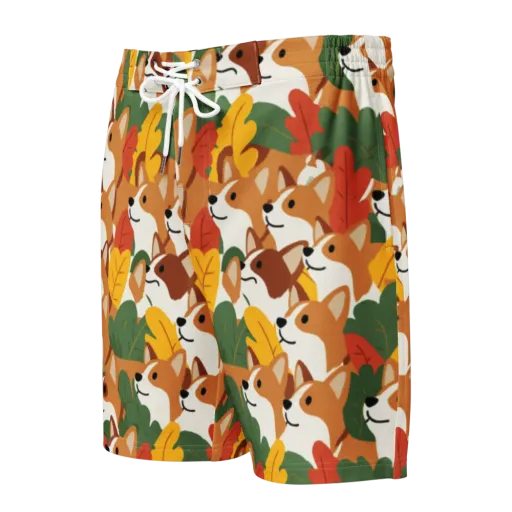 Autumn Corgi Chorus on a Men's Board Shorts