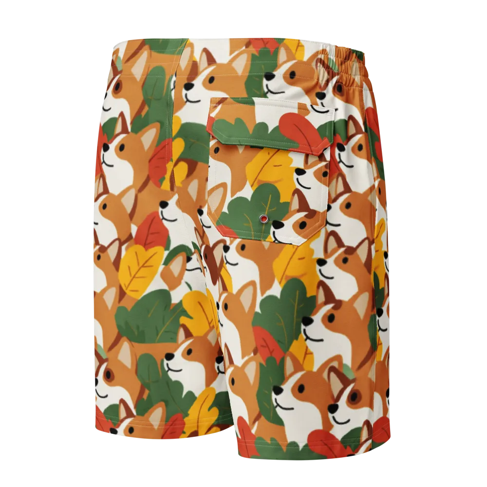 Autumn Corgi Chorus on Men's Board Shorts — Back