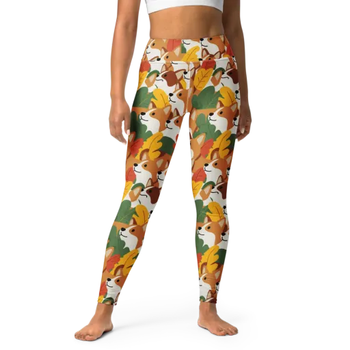 Autumn Corgi Chorus on a Yoga Leggings