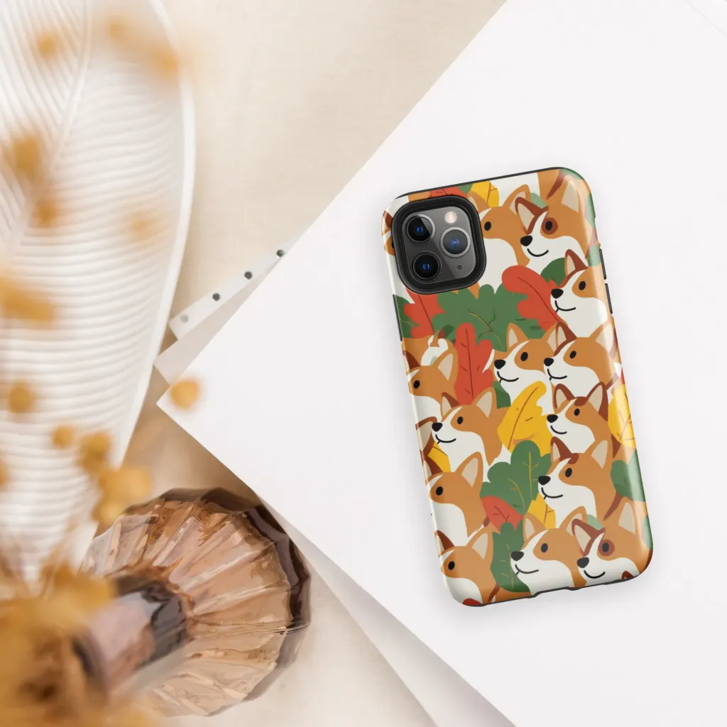 Autumn Corgi Chorus on Tough Case for iPhone® — Front