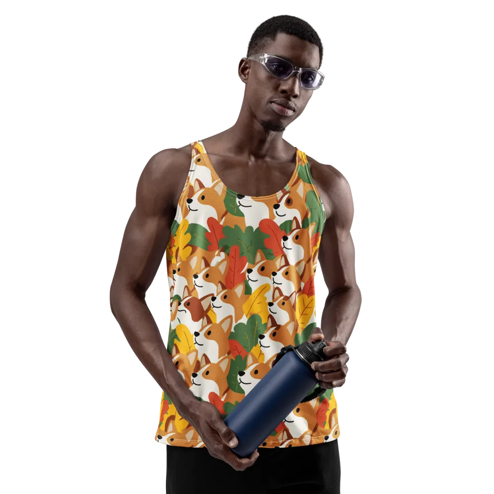 Autumn Corgi Chorus on Men's Tank Top — Front