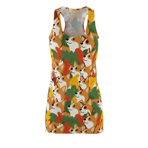 Autumn Corgi Chorus on a Racerback Dress