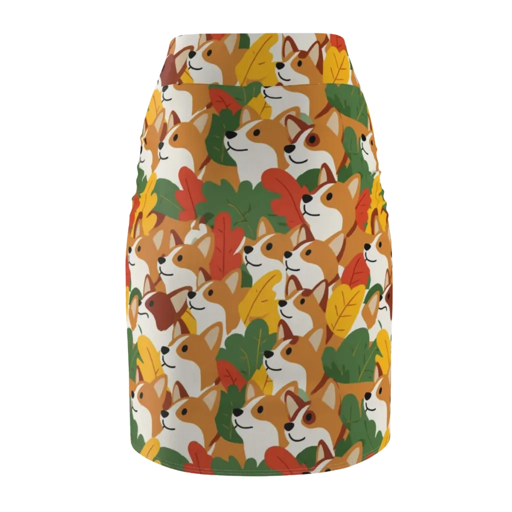 Autumn Corgi Chorus on Pencil Skirt — Back