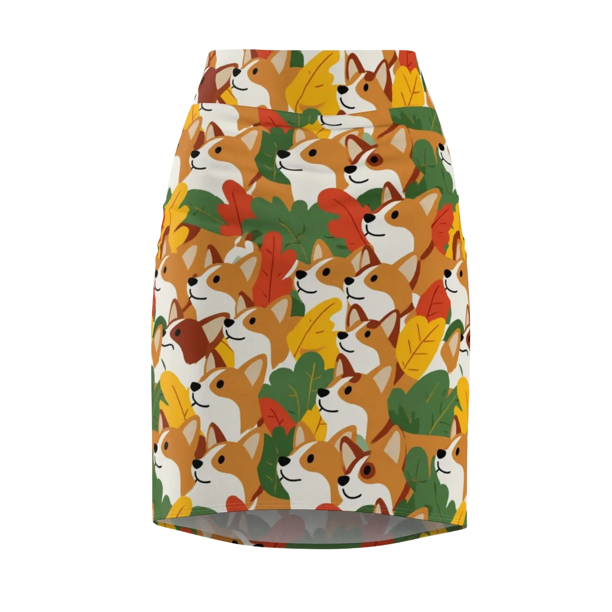 Autumn Corgi Chorus on Pencil Skirt — Front