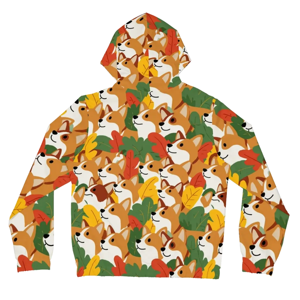 Autumn Corgi Chorus on Women's Full-Zip Hoodie — Back