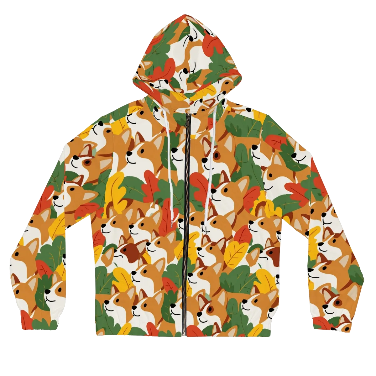 Autumn Corgi Chorus on Women's Full-Zip Hoodie — Front