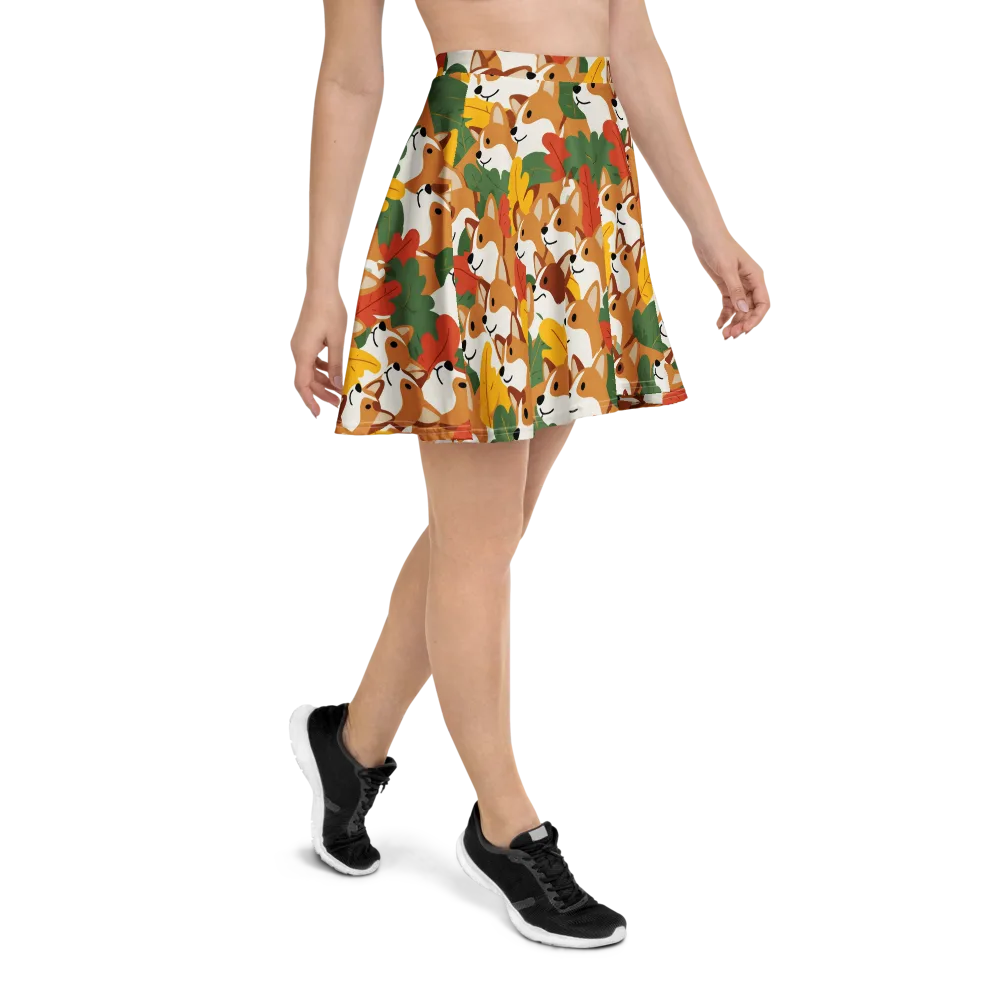 Autumn Corgi Chorus on Skater Skirt — Right