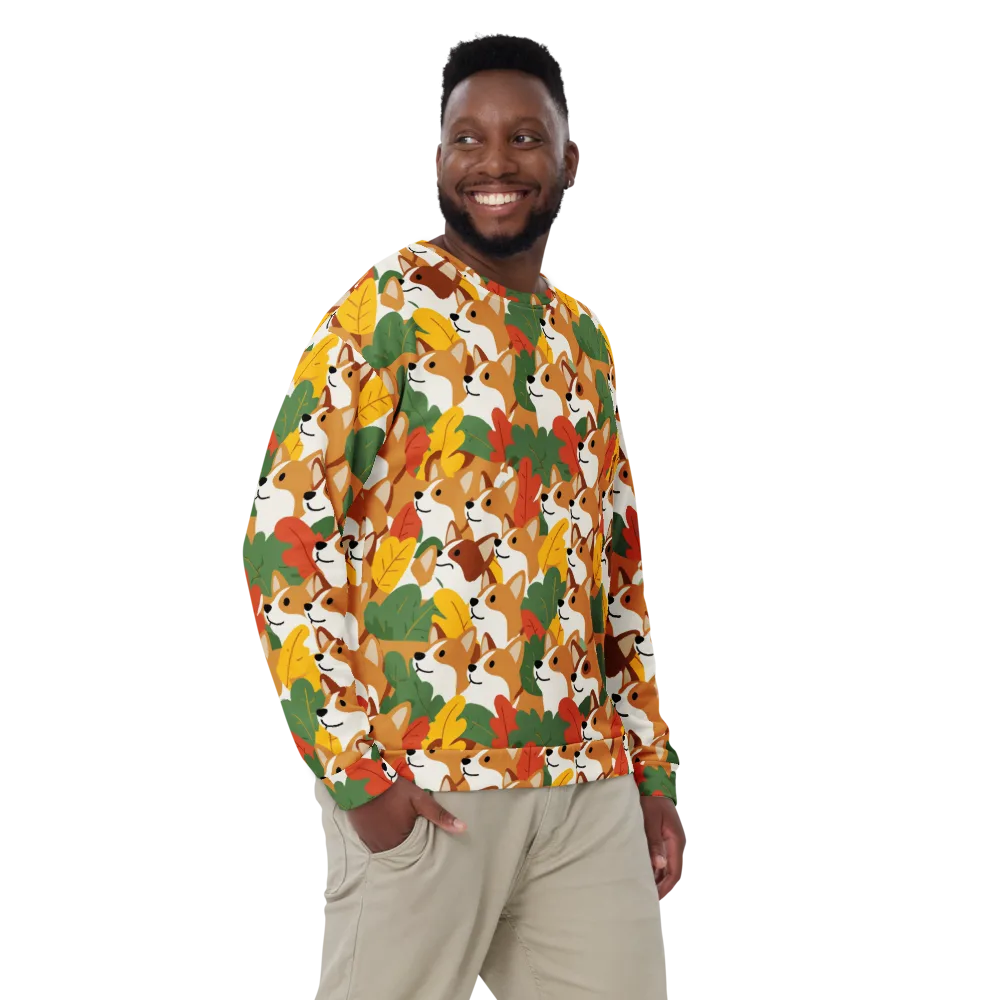 Autumn Corgi Chorus on Sweatshirt — Front