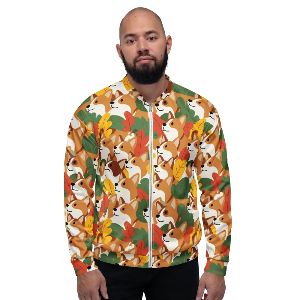 Autumn Corgi Chorus on Bomber Jacket — Front