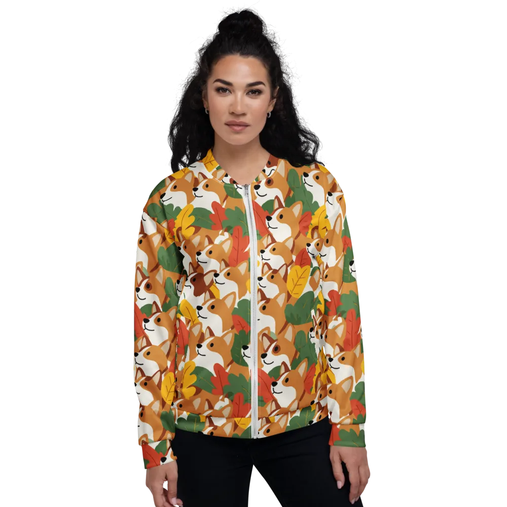 Autumn Corgi Chorus on Bomber Jacket — Front