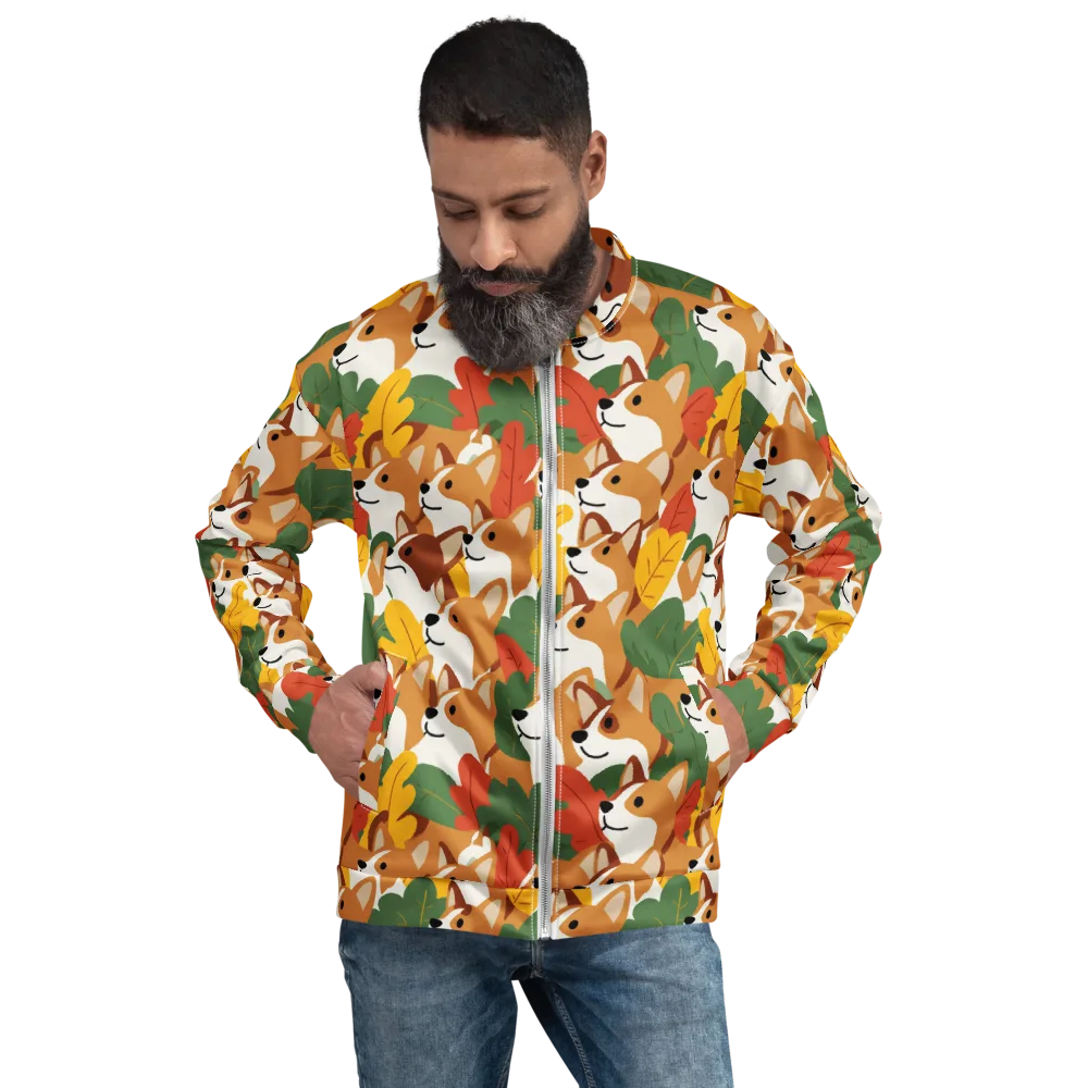Autumn Corgi Chorus on Bomber Jacket — Front