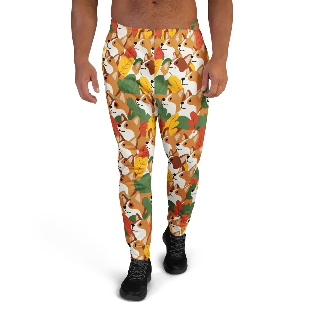 Autumn Corgi Chorus on Men's Joggers — Front