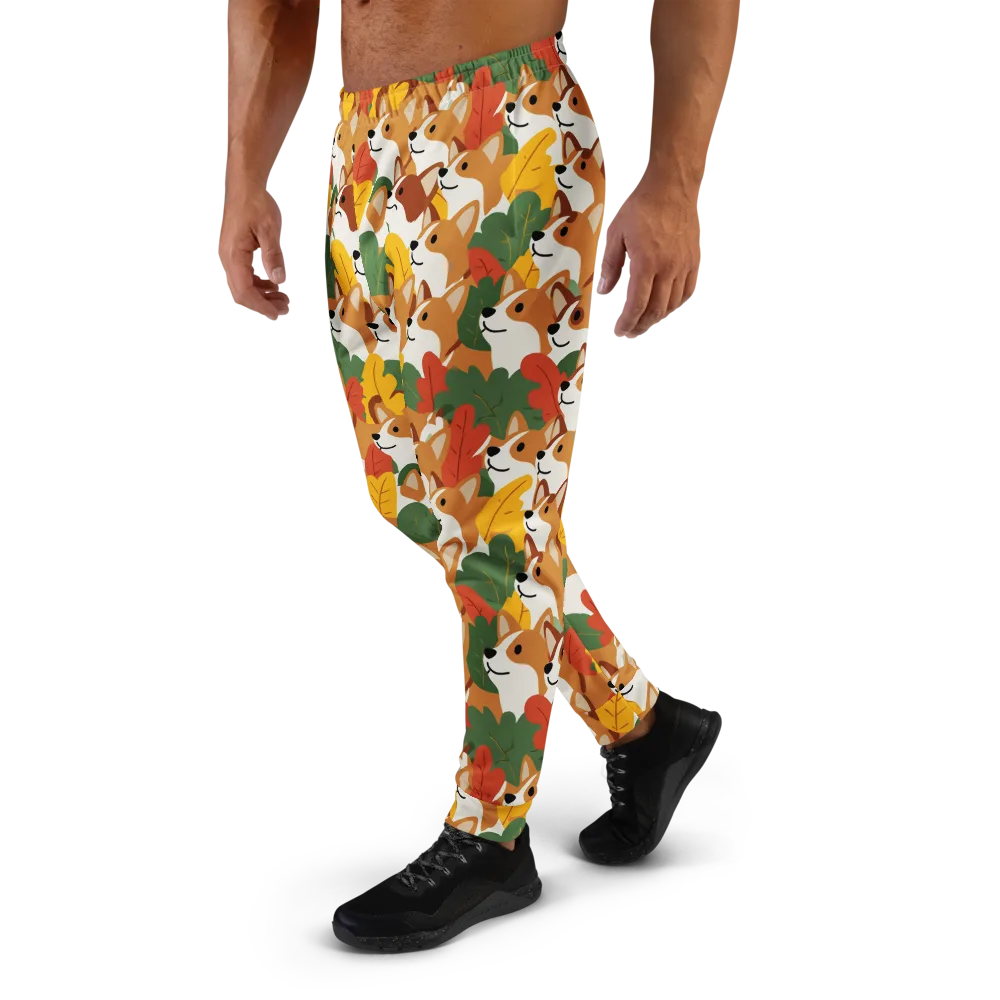 Autumn Corgi Chorus on Men's Joggers — Left