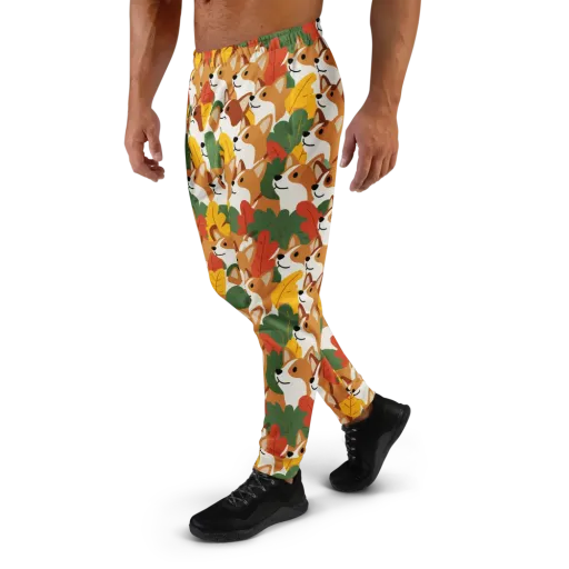 Autumn Corgi Chorus on a Men's Joggers