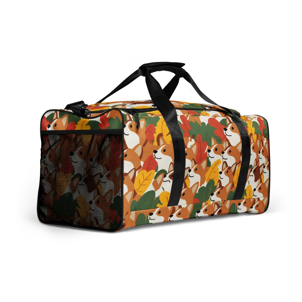 Autumn Corgi Chorus on Duffle Bag — Right Front