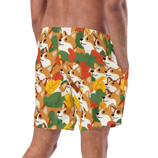 Autumn Corgi Chorus on a Swim Trunks