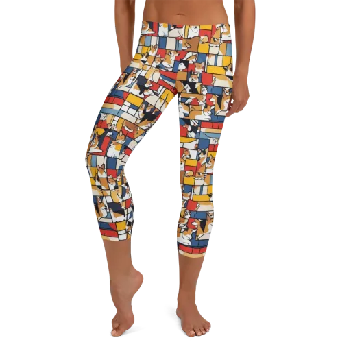 Corgi Construct on a Capri Leggings