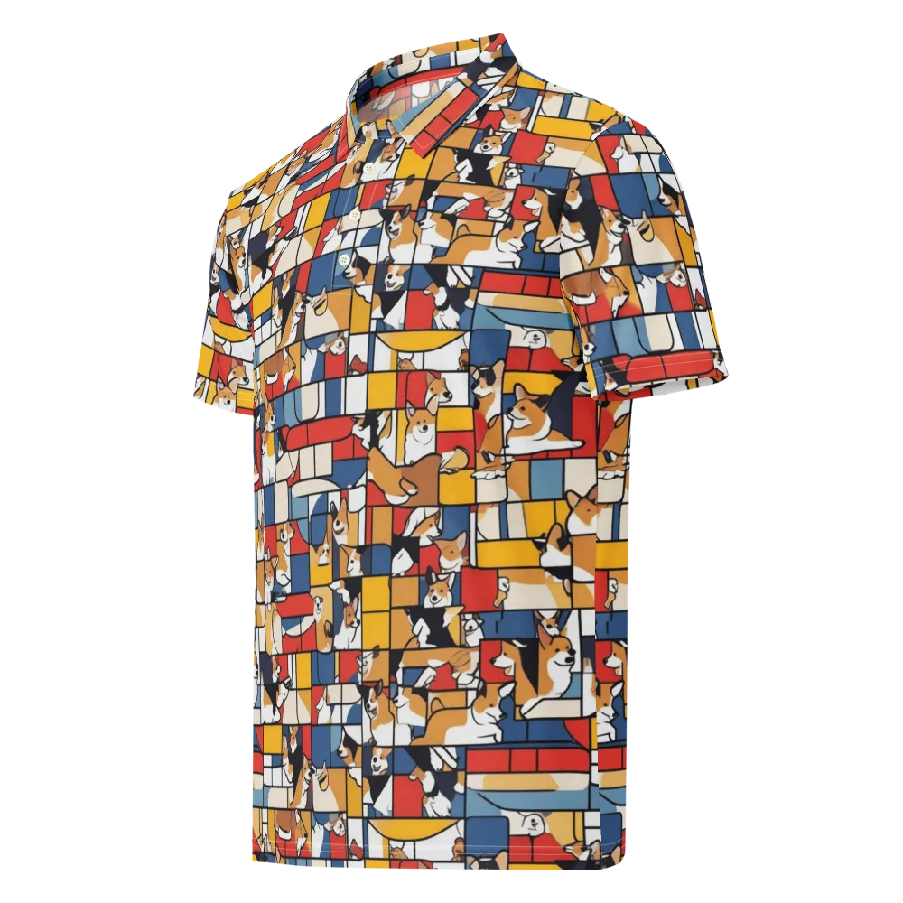 Corgi Construct on Men's Slim Fit Polo Shirt — Left Front